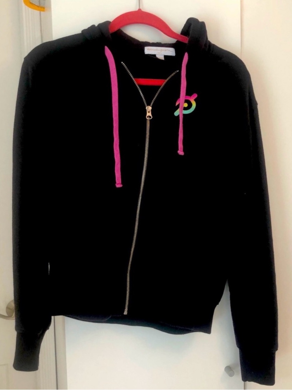 Spiritual Gangster Black Zip Hoodie with Pink Drawstrings NWT